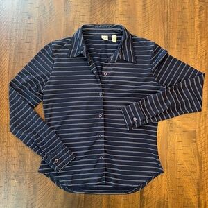 GAP Striped Navy Button-Up Shirt